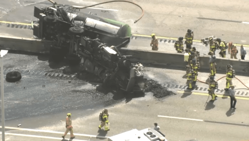 Driver killed, Florida’s Turnpike shut down after fiery tanker truck crash at Bird Road 