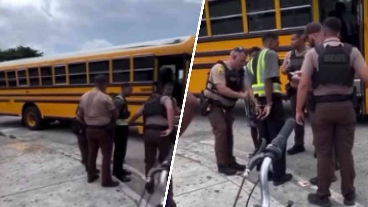 Video shows arrest of man accused of driving unregistered school bus in Miami-Dade 